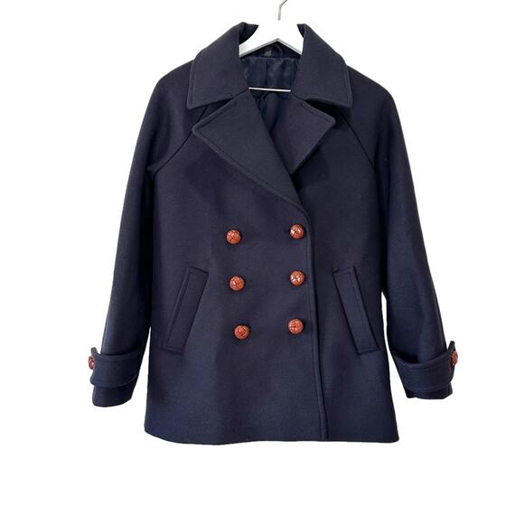 & Other Stories Paris Atelier Wool Peacoat Women’s Size 6 Navy - Picture 2 of 14